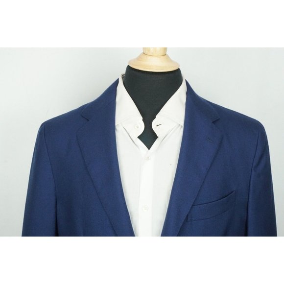 E. Formicola Napoli Cucita a Mano Royal Blue 100% Cashmere Sport Coat Sz 42 - Picture 2 of 8